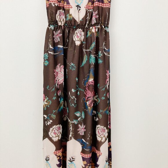 Anthropologie Vineet Bahl Garden Collage Maxi Dress Size 6 Brown Motif Embroider - Picture 5 of 16